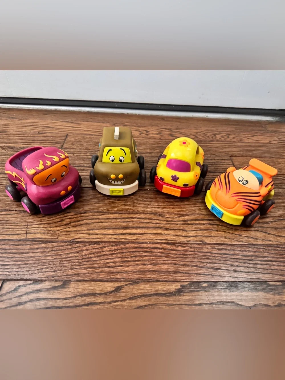 Bright Pull-Back Toy Car Pack - Yellow, Orange, Pink, Brown